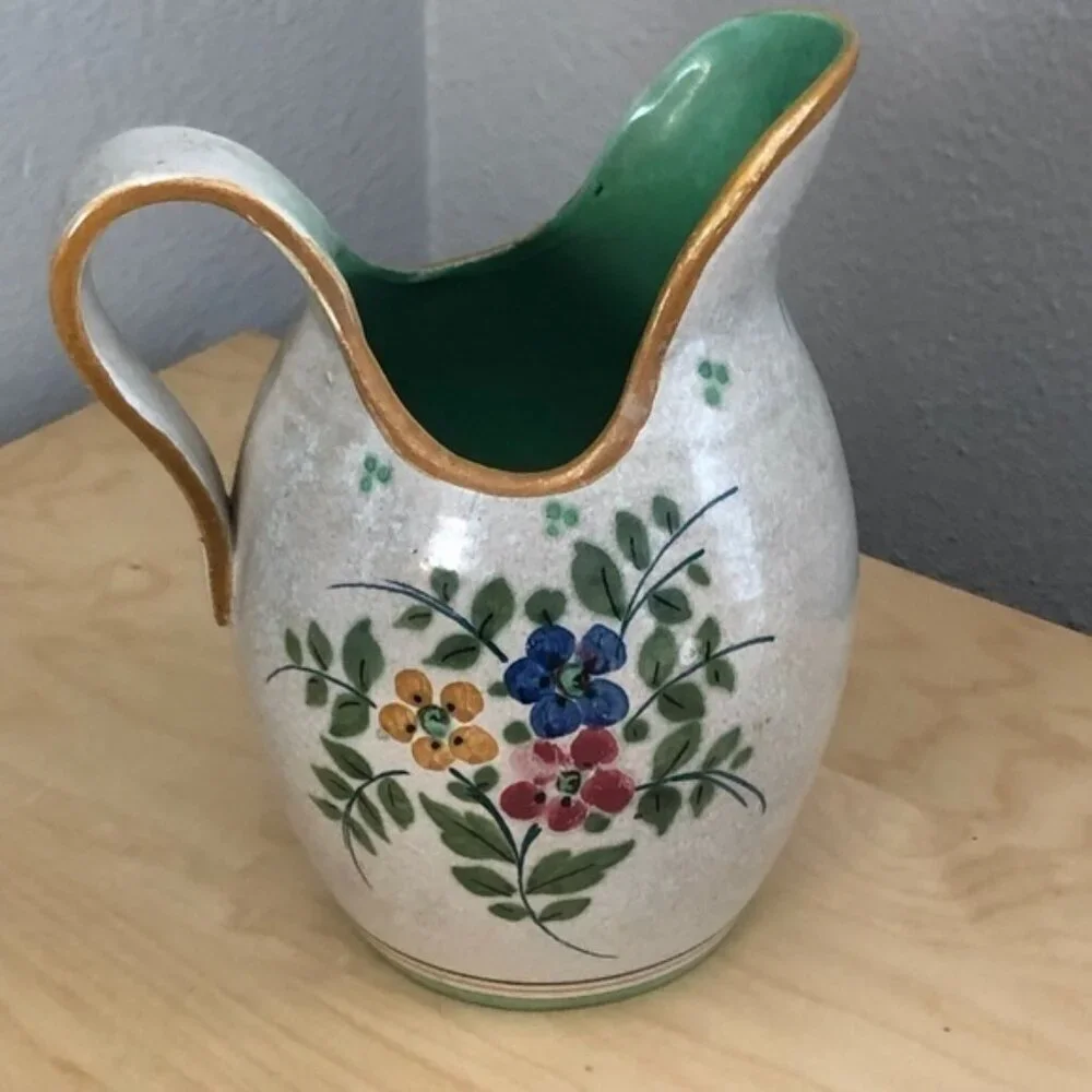 Vintage PZH Gouda Holland Hand Crafted Stoneware Pitcher - Rita Liunda Artist